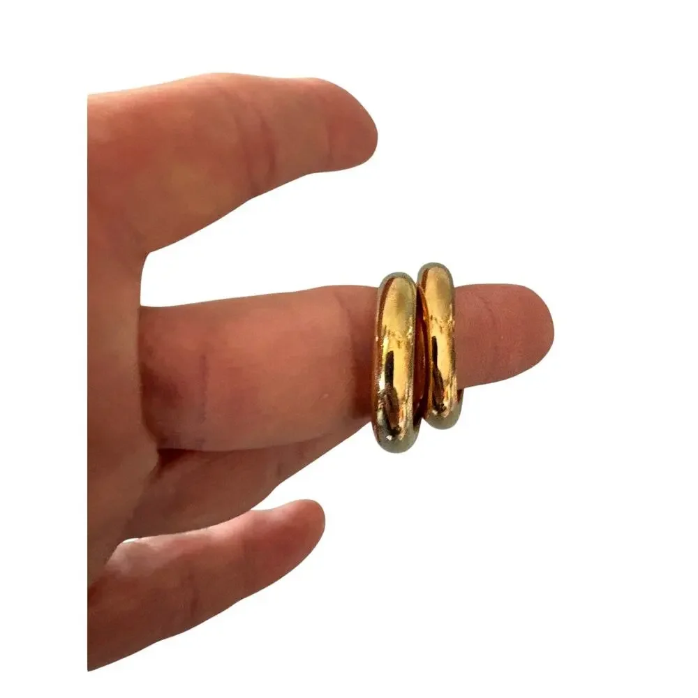 Gold Tone Open Hoop Earrings 1” Round Post Back New Without Tags